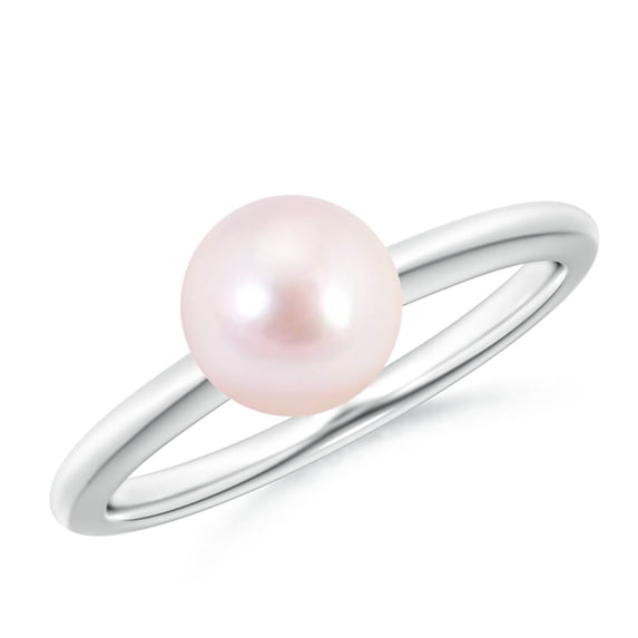 Angara Classic Japanese Akoya Cultured Pearl Solitaire Ring in 14K White Gold for Women | June Birthstone Jewelry for Her
