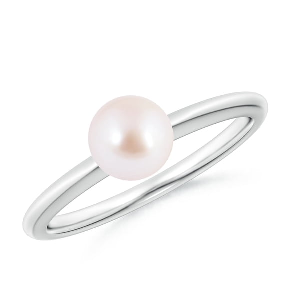 Angara Classic Japanese Akoya Cultured Pearl Solitaire Ring in 14K White Gold for Women | June Birthstone Jewelry for Her