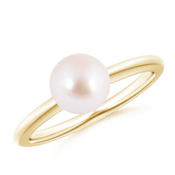 Angara Classic Japanese Akoya Cultured Pearl Solitaire Ring in 14K Yellow Gold for Women | June Birthstone Jewelry for Her
