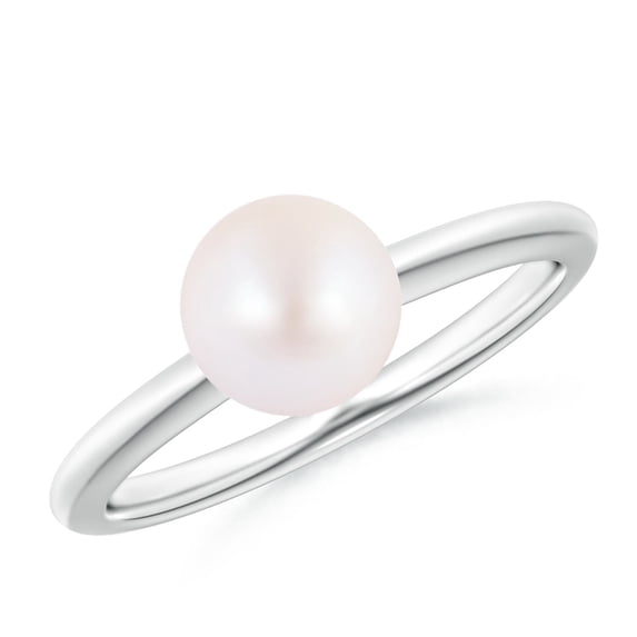 Angara Classic Japanese Akoya Cultured Pearl Solitaire Ring in 925 Sterling Silver for Women | June Birthstone Jewelry for Her