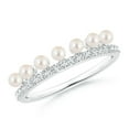 thumbnail image 1 of ANGARA Classic Seven Freshwater Cultured Pearl Band with Diamonds in 14K White Gold for Women | June Birthstone, Birthday, Anniversary, Jewelry Gift for Women | Pearl Ring, 1 of 9