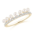 thumbnail image 1 of ANGARA Classic Seven Freshwater Cultured Pearl Band with Diamonds in 14K Yellow Gold for Women | June Birthstone, Birthday, Anniversary, Jewelry Gift for Women | Pearl Ring, 1 of 8