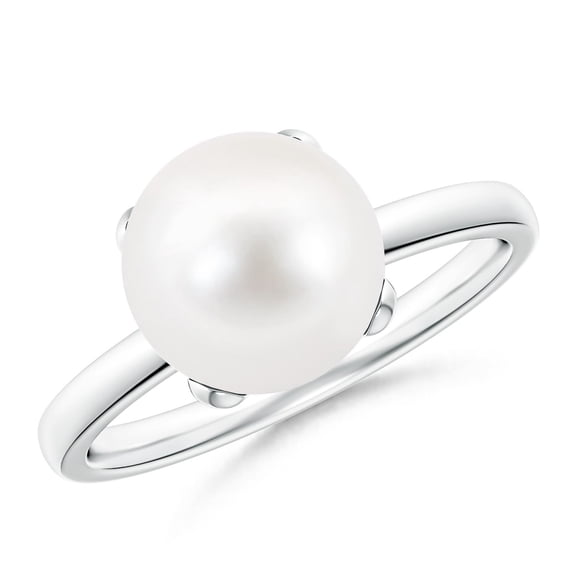 ANGARA Classic Solitaire Freshwater Cultured Pearl Ring in 925 Sterling Silver for Women | June Birthstone, Birthday, Anniversary, Jewelry Gift for Women | Pearl Ring