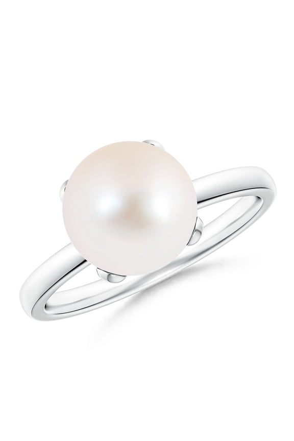 Classic Solitaire Freshwater Cultured Pearl Ring in 925 Sterling Silver for Women | June Birthstone, Birthday, Anniversary, Jewelry Gift for Women | Pearl Ring