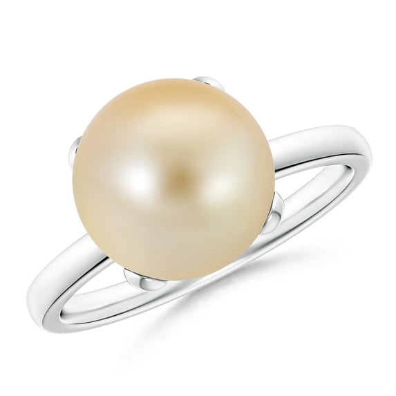 Angara Classic Solitaire Golden South Sea Cultured Pearl Ring in 14K White Gold for Women | June Birthstone Jewelry for Her