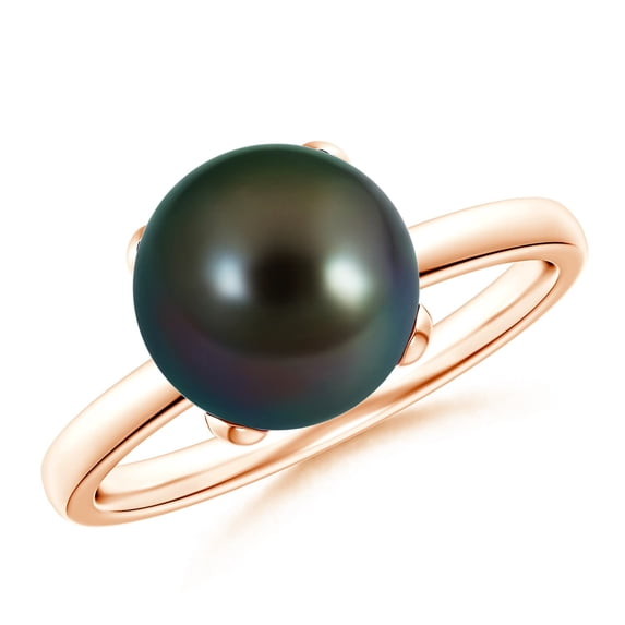 ANGARA Classic Solitaire Tahitian Cultured Pearl Ring in 14K Rose Gold for Women | June Birthstone, Birthday, Anniversary, Jewelry Gift for Women | Pearl Ring