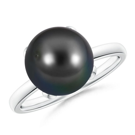 ANGARA Classic Solitaire Tahitian Cultured Pearl Ring in 14K White Gold for Women | June Birthstone, Birthday, Anniversary, Jewelry Gift for Women | Pearl Ring