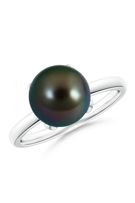 Classic Solitaire Tahitian Cultured Pearl Ring in 14K White Gold for Women | June Birthstone, Birthday, Anniversary, Jewelry Gift for Women | Pearl Ring