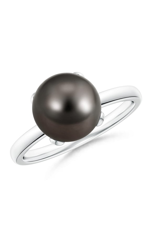 Classic Solitaire Tahitian Cultured Pearl Ring in 925 Sterling Silver for Women | June Birthstone, Birthday, Anniversary, Jewelry Gift for Women | Pearl Ring