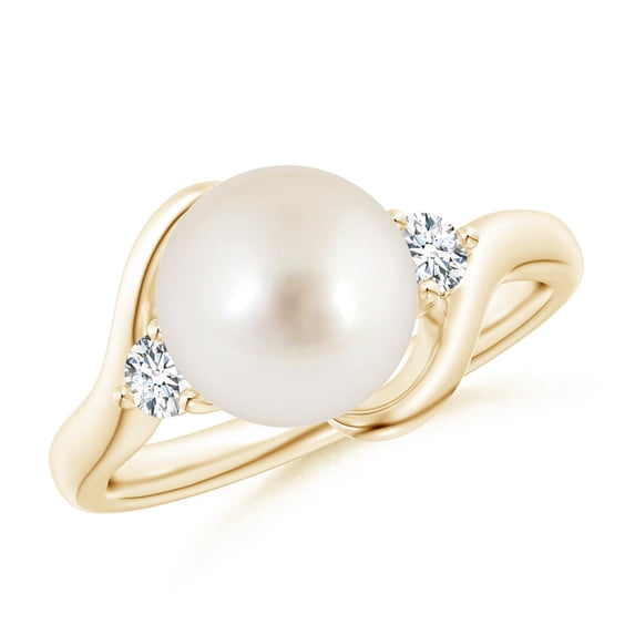 ANGARA Classic South Sea Cultured Pearl Bypass Ring in 14K Yellow Gold for Women | June Birthstone, Birthday, Anniversary, Jewelry Gift for Women | Pearl Ring