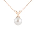 thumbnail image 1 of ANGARA Classic South Sea Cultured Pearl Cross V-Bale Pendant in 14K Rose Gold for Women | June Birthstone, Birthday, Anniversary, Jewelry Gift for Women | Natural Pearl Necklace, 1 of 5