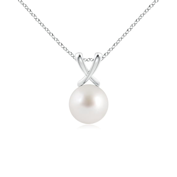 ANGARA Classic South Sea Cultured Pearl Cross V-Bale Pendant in Platinum for Women | June Birthstone, Birthday, Anniversary, Jewelry Gift for Women | Pearl Necklace