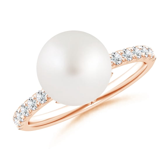 Angara Classic South Sea Cultured Pearl & Diamond Solitaire Ring in 14K Rose Gold for Women | June Birthstone Jewelry for Her