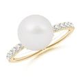 thumbnail image 1 of ANGARA Classic South Sea Cultured Pearl & Diamond Solitaire Ring in 14K Yellow Gold for Women | June Birthstone, Birthday, Anniversary, Jewelry Gift for Women | Pearl Ring, 1 of 8