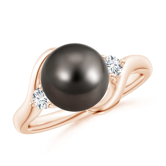 ANGARA Classic Tahitian Cultured Pearl Bypass Ring in 14K Rose Gold for Women | June Birthstone, Birthday, Anniversary, Jewelry Gift for Women | Pearl Ring