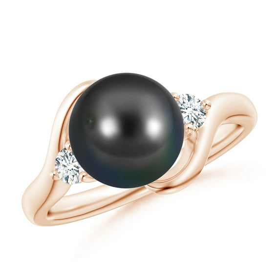 ANGARA Classic Tahitian Cultured Pearl Bypass Ring in 14K Rose Gold for Women | June Birthstone, Birthday, Anniversary, Jewelry Gift for Women | Pearl Ring