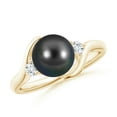 thumbnail image 1 of ANGARA Classic Tahitian Cultured Pearl Bypass Ring in 14K Yellow Gold for Women | June Birthstone, Birthday, Anniversary, Jewelry Gift for Women | Pearl Ring, 1 of 9