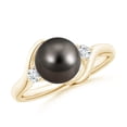 thumbnail image 1 of ANGARA Classic Tahitian Cultured Pearl Bypass Ring in 14K Yellow Gold for Women | June Birthstone, Birthday, Anniversary, Jewelry Gift for Women | Pearl Ring, 1 of 8