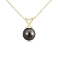 thumbnail image 1 of ANGARA Classic Tahitian Cultured Pearl Cross V-Bale Pendant in 14K Yellow Gold for Women | June Birthstone, Birthday, Anniversary, Jewelry Gift for Women | Pearl Necklace, 1 of 7