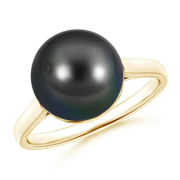 ANGARA Classic Tahitian Cultured Pearl Ring in 14K Yellow Gold for Women | June Birthstone, Birthday, Anniversary, Jewelry Gift for Women | Pearl Ring
