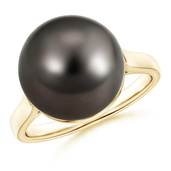 Angara Classic Tahitian Cultured Pearl Ring in 14K Yellow Gold for Women | June Birthstone Jewelry for Her