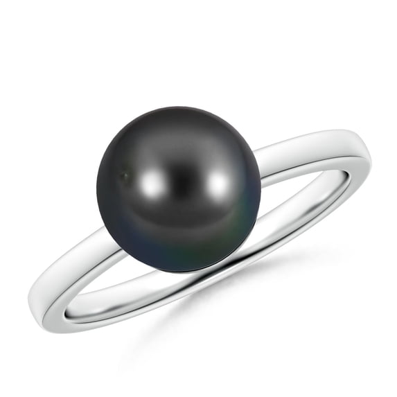 ANGARA Classic Tahitian Cultured Pearl Solitaire Ring in 14K White Gold for Women | June Birthstone, Birthday, Anniversary, Jewelry Gift for Women | Pearl Ring