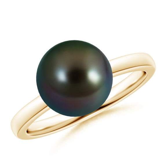 Angara Classic Tahitian Cultured Pearl Solitaire Ring in 14K Yellow Gold for Women | June Birthstone Jewelry for Her