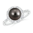 thumbnail image 1 of Angara Classic Tahitian Cultured Pearl and Diamond Halo Ring in 14K White Gold for Women | June Birthstone Jewelry for Her, 1 of 8