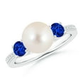 thumbnail image 1 of ANGARA Freshwater Cultured Pearl & Blue Sapphire Engagement Ring in 14K White Gold for Women | June Birthstone, Birthday, Anniversary, Jewelry Gift for Women | Pearl Ring, 1 of 11