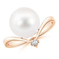 thumbnail image 1 of Angara Freshwater Cultured Pearl Chevron Ring with Diamond in 14K Rose Gold for Women | June Birthstone Jewelry for Her, 1 of 7