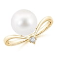 thumbnail image 1 of ANGARA Freshwater Cultured Pearl Chevron Ring with Diamond in 14K Yellow Gold for Women | June Birthstone, Birthday, Anniversary, Jewelry Gift for Women | Pearl Ring, 1 of 7