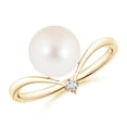 thumbnail image 1 of ANGARA Freshwater Cultured Pearl Chevron Ring with Diamond in 14K Yellow Gold for Women | June Birthstone, Birthday, Anniversary, Jewelry Gift for Women | Pearl Ring, 1 of 7