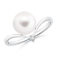 thumbnail image 1 of ANGARA Freshwater Cultured Pearl Chevron Ring with Diamond in 925 Sterling Silver for Women | June Birthstone, Birthday, Anniversary, Jewelry Gift for Women | Pearl Ring, 1 of 7