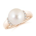 thumbnail image 1 of ANGARA Freshwater Cultured Pearl Collar Ring with Diamonds in 14K Rose Gold for Women | June Birthstone, Birthday, Anniversary, Jewelry Gift for Women | Pearl Ring, 1 of 12