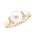 thumbnail image 1 of Angara Freshwater Cultured Pearl Collar Ring with Diamonds in 14K Yellow Gold for Women | June Birthstone Jewelry for Her, 1 of 8