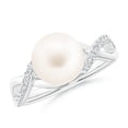 thumbnail image 1 of Angara Freshwater Cultured Pearl Criss Cross Shank Engagement Ring in 14K White Gold for Women | June Birthstone Jewelry for Her, 1 of 8