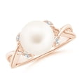 thumbnail image 1 of ANGARA Freshwater Cultured Pearl Crossover Shank Engagement Ring in 14K Rose Gold for Women | June Birthstone, Birthday, Anniversary, Jewelry Gift for Women | Pearl Ring, 1 of 11
