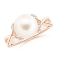 thumbnail image 1 of ANGARA Freshwater Cultured Pearl Crossover Shank Engagement Ring in 14K Rose Gold for Women | June Birthstone, Birthday, Anniversary, Jewelry Gift for Women | Pearl Ring, 1 of 11