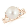 thumbnail image 1 of ANGARA Freshwater Cultured Pearl Crossover Shank Engagement Ring in 14K Rose Gold for Women | June Birthstone, Birthday, Anniversary, Jewelry Gift for Women | Pearl Ring, 1 of 8