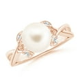 thumbnail image 1 of ANGARA Freshwater Cultured Pearl Crossover Shank Engagement Ring in 14K Rose Gold for Women | June Birthstone, Birthday, Anniversary, Jewelry Gift for Women | Pearl Ring, 1 of 8