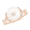 thumbnail image 1 of ANGARA Freshwater Cultured Pearl Crossover Shank Engagement Ring in 14K Rose Gold for Women | June Birthstone, Birthday, Anniversary, Jewelry Gift for Women | Pearl Ring, 1 of 8
