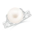 thumbnail image 1 of ANGARA Freshwater Cultured Pearl Crossover Shank Engagement Ring in 14K White Gold for Women | June Birthstone, Birthday, Anniversary, Jewelry Gift for Women | Pearl Ring, 1 of 8