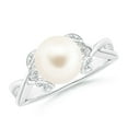thumbnail image 1 of ANGARA Freshwater Cultured Pearl Crossover Shank Engagement Ring in 14K White Gold for Women | June Birthstone, Birthday, Anniversary, Jewelry Gift for Women | Pearl Ring, 1 of 11