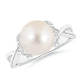 thumbnail image 1 of ANGARA Freshwater Cultured Pearl Crossover Shank Engagement Ring in 14K White Gold for Women | June Birthstone, Birthday, Anniversary, Jewelry Gift for Women | Pearl Ring, 1 of 8