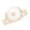 thumbnail image 1 of ANGARA Freshwater Cultured Pearl Crossover Shank Engagement Ring in 14K Yellow Gold for Women | June Birthstone, Birthday, Anniversary, Jewelry Gift for Women | Pearl Ring, 1 of 11