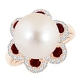 thumbnail image 1 of ANGARA Freshwater Cultured Pearl Floral Ring with Rubies in 14K Rose Gold for Women | June Birthstone, Birthday, Anniversary, Jewelry Gift for Women | Pearl Ring, 1 of 9