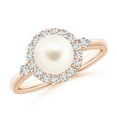 thumbnail image 1 of Angara Freshwater Cultured Pearl Halo Engagement Ring in 14K Rose Gold for Women | June Birthstone Jewelry for Her, 1 of 8
