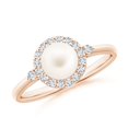 thumbnail image 1 of ANGARA Freshwater Cultured Pearl Halo Engagement Ring in 14K Rose Gold for Women | June Birthstone, Birthday, Anniversary, Jewelry Gift for Women | Pearl Ring, 1 of 12