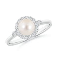 thumbnail image 1 of ANGARA Freshwater Cultured Pearl Halo Engagement Ring in 14K White Gold for Women | June Birthstone, Birthday, Anniversary, Jewelry Gift for Women | Pearl Ring, 1 of 8