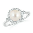 thumbnail image 1 of ANGARA Freshwater Cultured Pearl Halo Engagement Ring in 14K White Gold for Women | June Birthstone, Birthday, Anniversary, Jewelry Gift for Women | Pearl Ring, 1 of 12